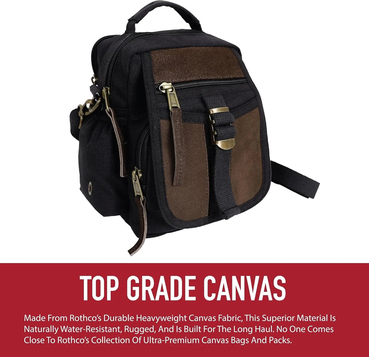 Rothco Vintage Canvas & Leather Travel Shoulder Bag for Organizing Essentials