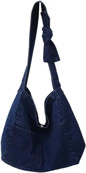 ROUROU Denim Shoulder Bag for Women Hobo Tote Bag Crossbody Bag Large Capacity Handbag Casual Purse