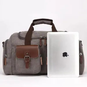 Rugged Washed Canvas 35L Travel Duffel - Water-Resistant Leather Accents, Carry-On Weekend Bag, Durable and Stylish Luggage for All Travel