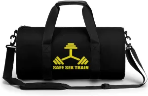 Safe Seex Train Round Barrel Gym Sport Bag Small Travel Duffel Bags Reusable Tote for Men Women