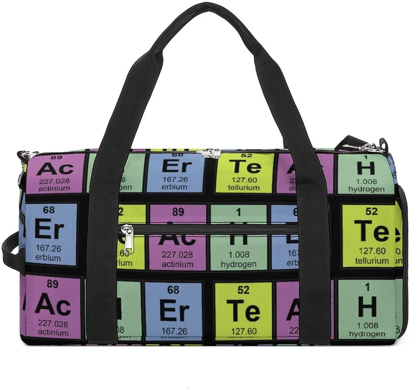 Science Teacher Chemical Elements Gym Bag for Men Women Travel Duffle Bags with Shoes Compartment Swim Dance Yoga