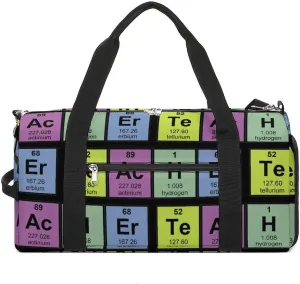 Science Teacher Chemical Elements Gym Bag for Men Women Travel Duffle Bags with Shoes Compartment Swim Dance Yoga