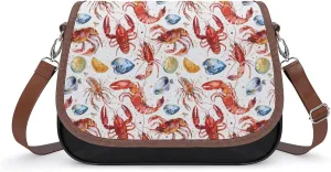 Seafood Watercolor Printed Women's Crossbody Bags Novelty Purse Handbag Shoulder Bag For Women