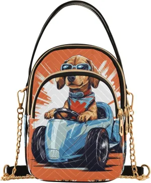 senya Dog Drive Car Crossbody Handbags for Women Casual Leather Shoulder Phone Purse