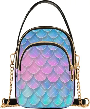 senya Fish Scales Romantic Crossbody Handbags for Women Casual Leather Shoulder Phone Purse