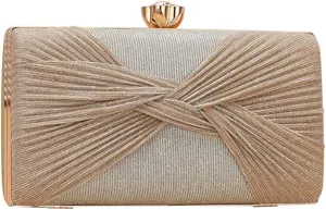 Sequin Clutch Bag Pleated Evening Bag for Women Bridal Wedding Purse Sparkly Rhinestone Handbag Crystal Shoulder Bag