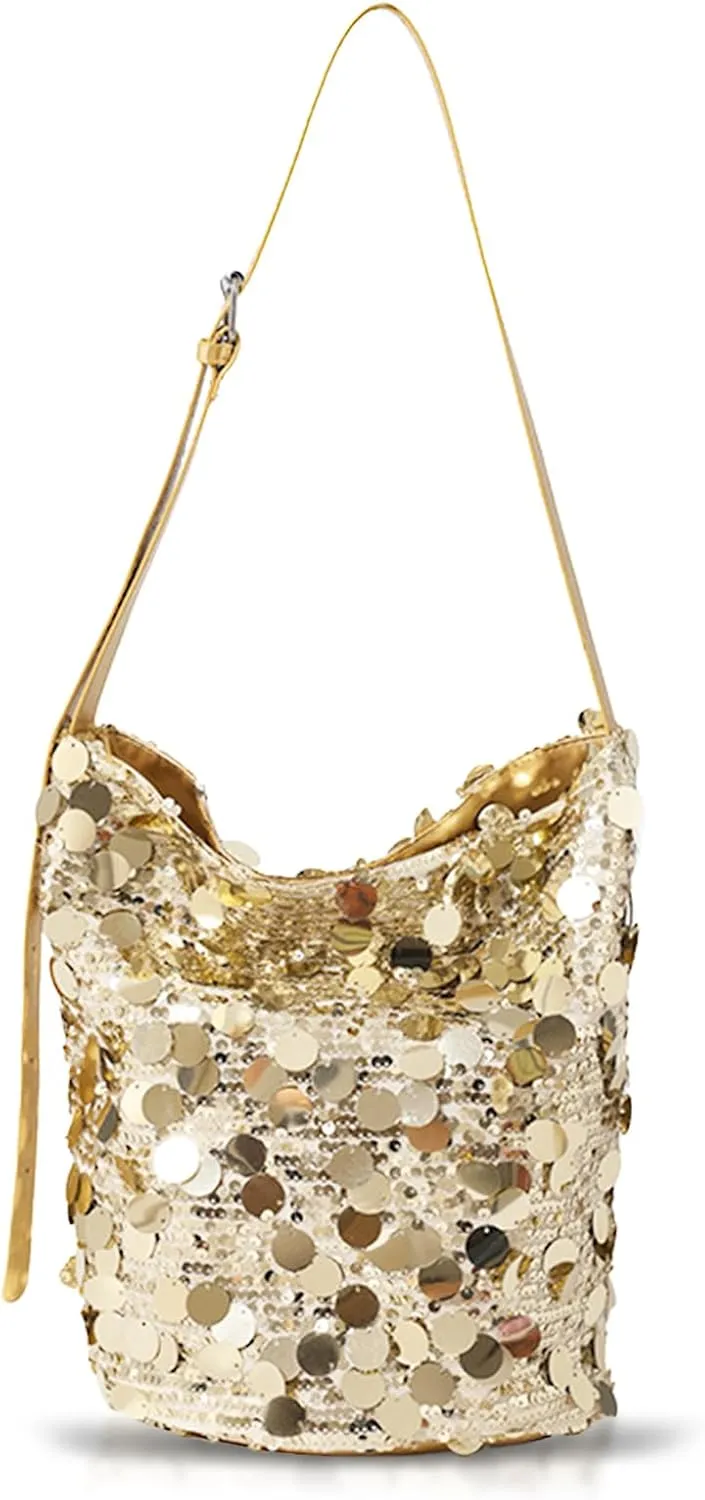Sequin Crossbody Bag for Women, Adjustable Shoulder Strap Tote Bag, Handbag for Wedding, Prom, Parties, Travel(Gold)