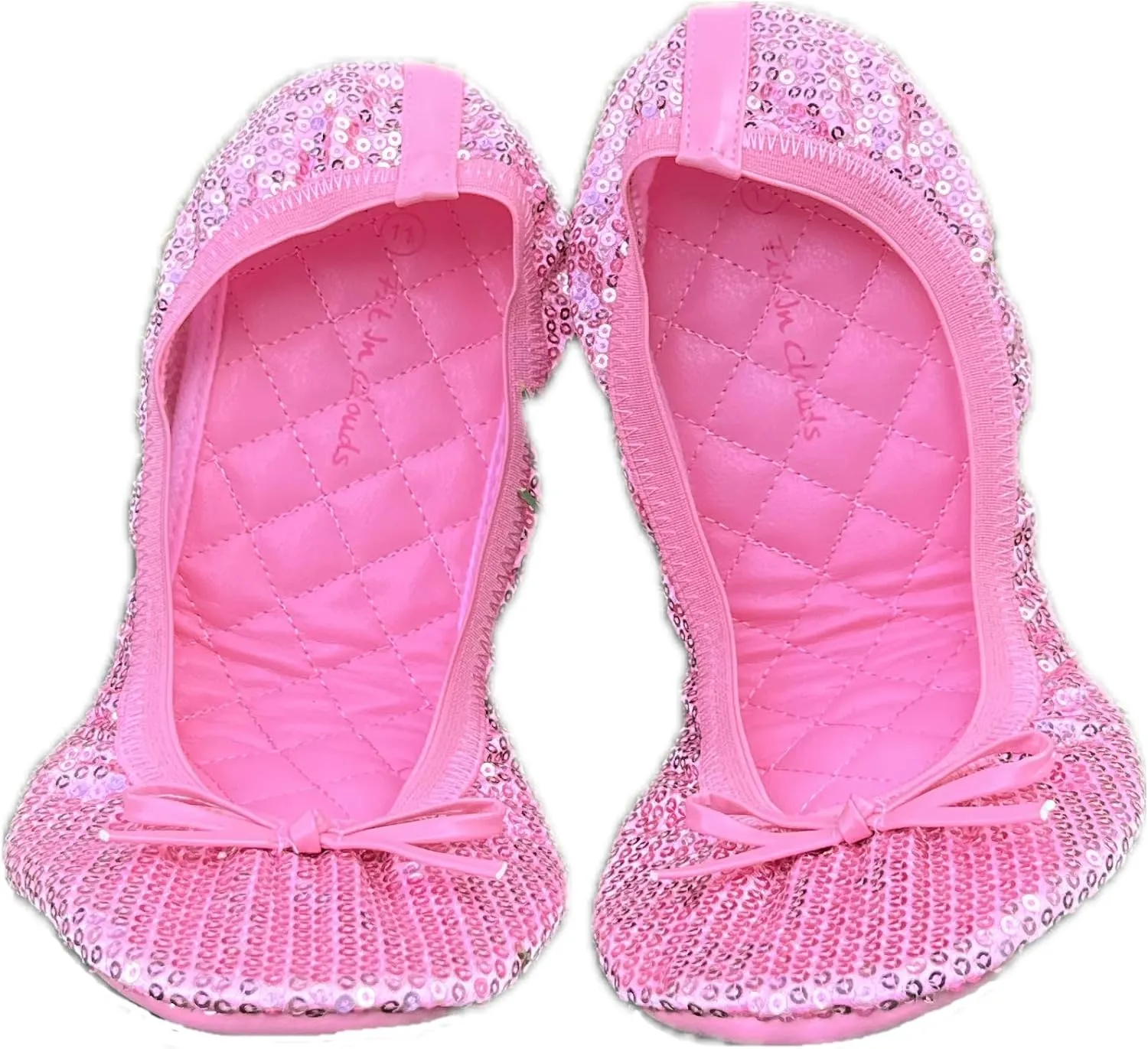 Sequin Sparkle Foldable Portable Shoes - Comfortable Women Ballet Flats That foldup and fit in Bag