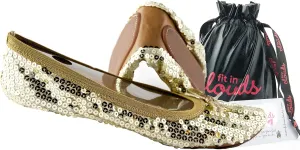 Sequin Sparkle Foldable Portable Shoes - Comfortable Women Ballet Flats That foldup and fit in Bag