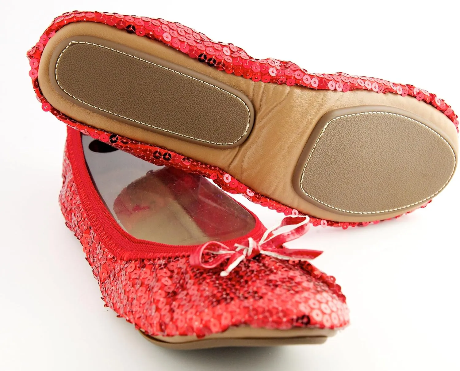 Sequin Sparkle Foldable Portable Shoes - Comfortable Women Ballet Flats That foldup and fit in Bag