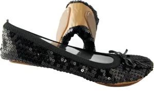 Sequin Sparkle Foldable Portable Shoes - Comfortable Women Ballet Flats That foldup and fit in Bag