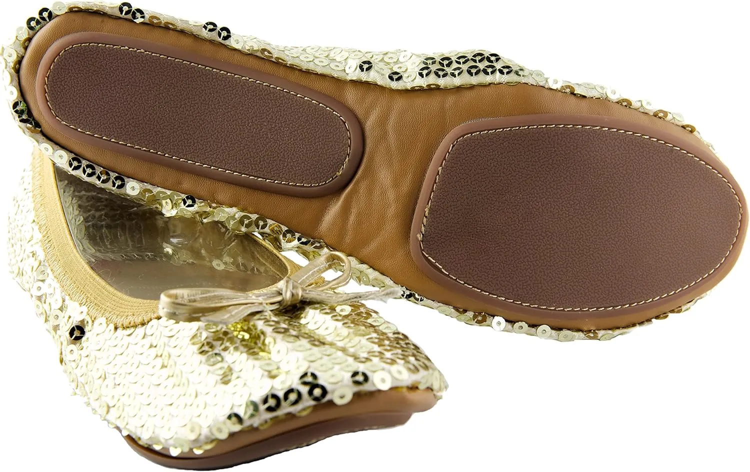 Sequin Sparkle Foldable Portable Shoes - Comfortable Women Ballet Flats That foldup and fit in Bag