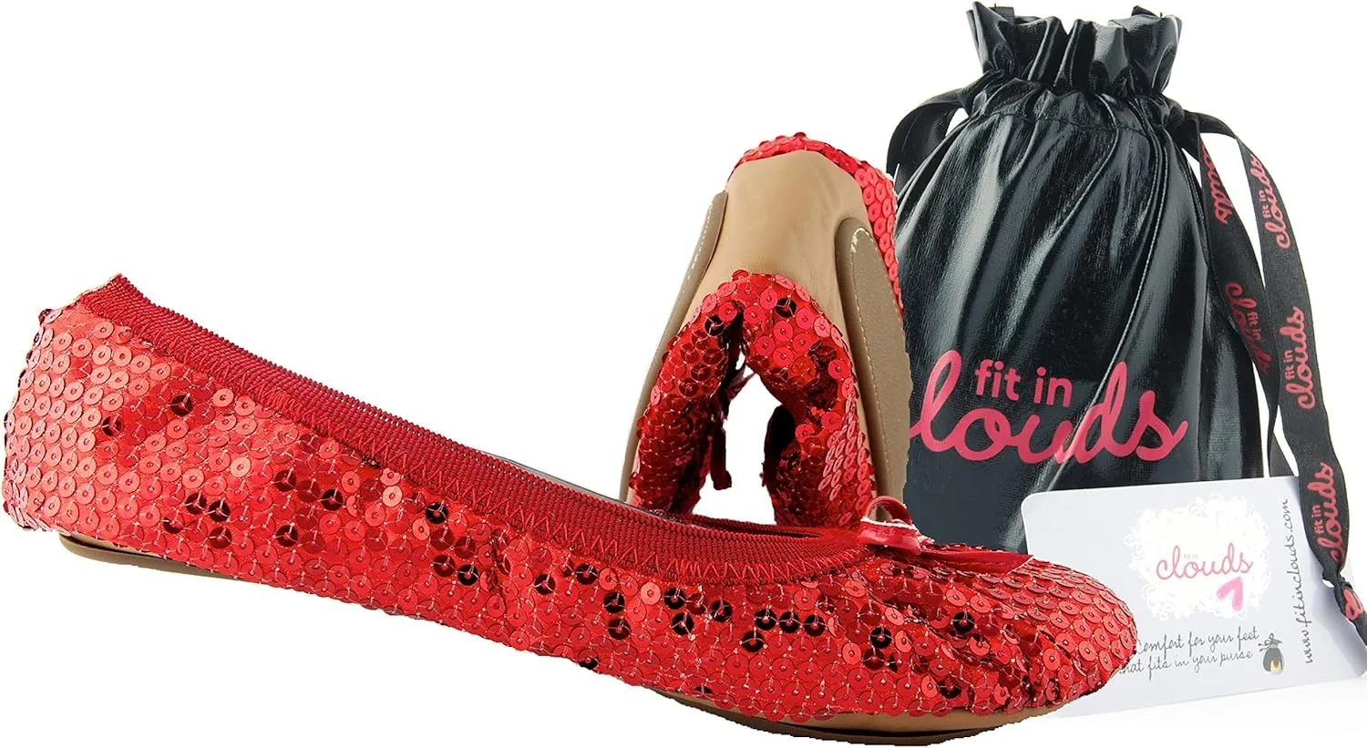 Sequin Sparkle Foldable Portable Shoes - Comfortable Women Ballet Flats That foldup and fit in Bag