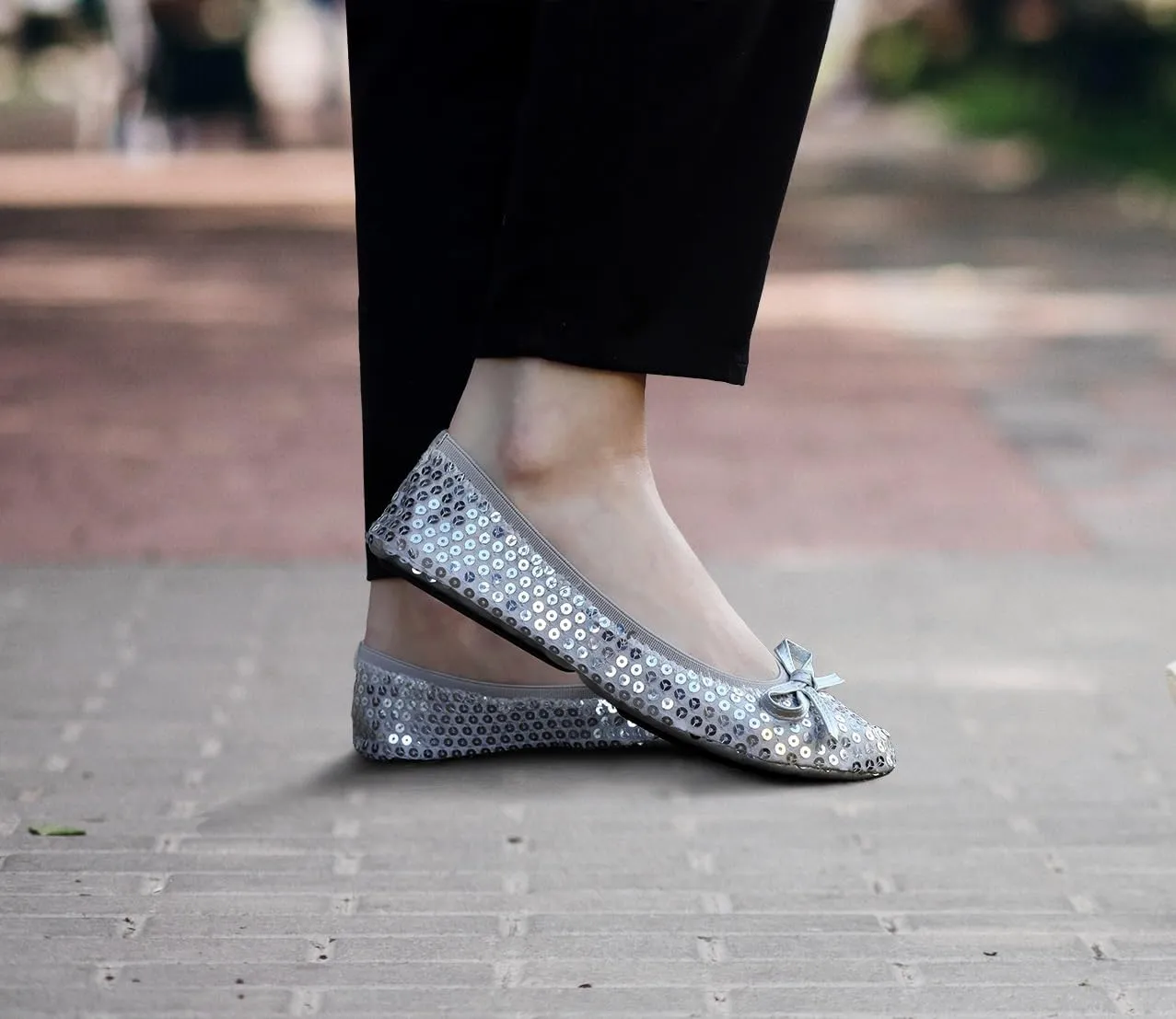 Sequin Sparkle Foldable Portable Shoes - Comfortable Women Ballet Flats That foldup and fit in Bag