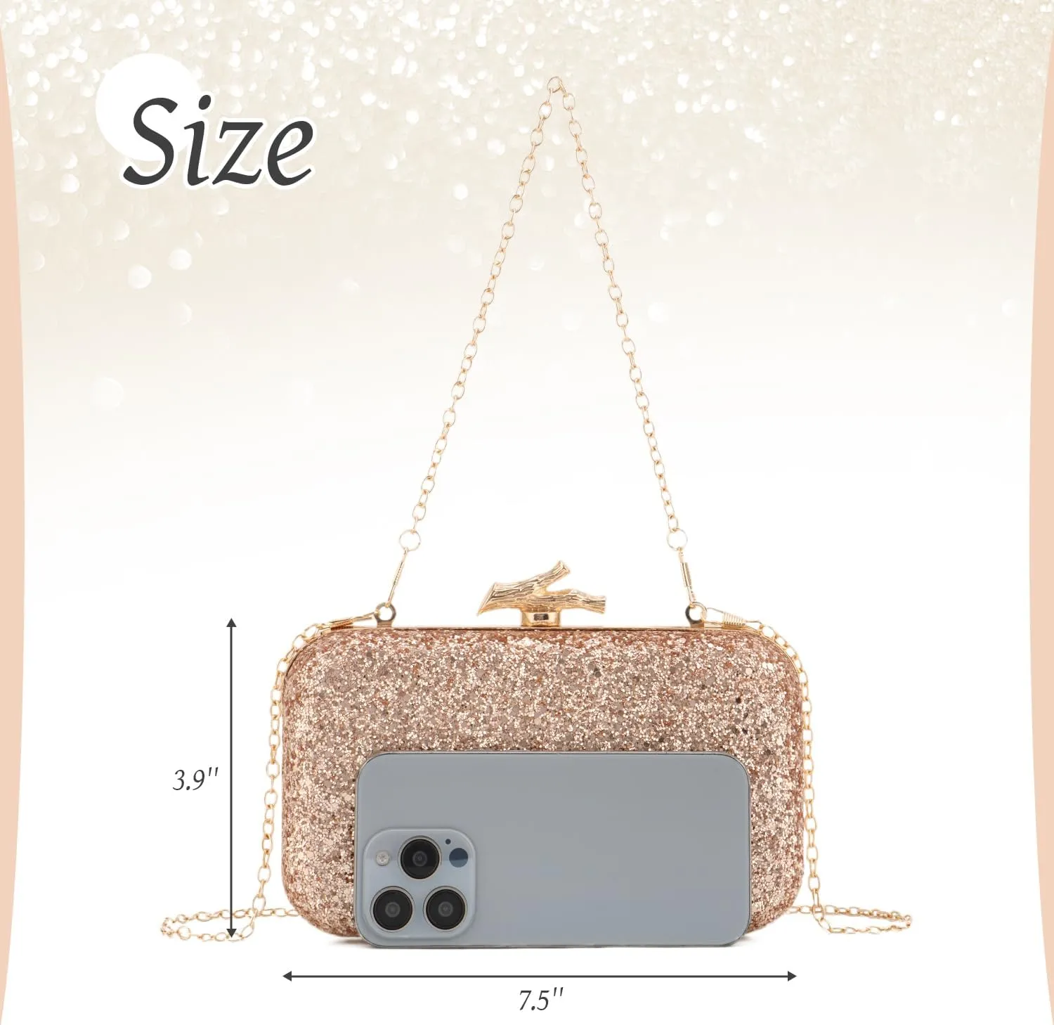 Sequins Clutch Purses for Women Sparkling Evening Bag with Chain for Party and Wedding