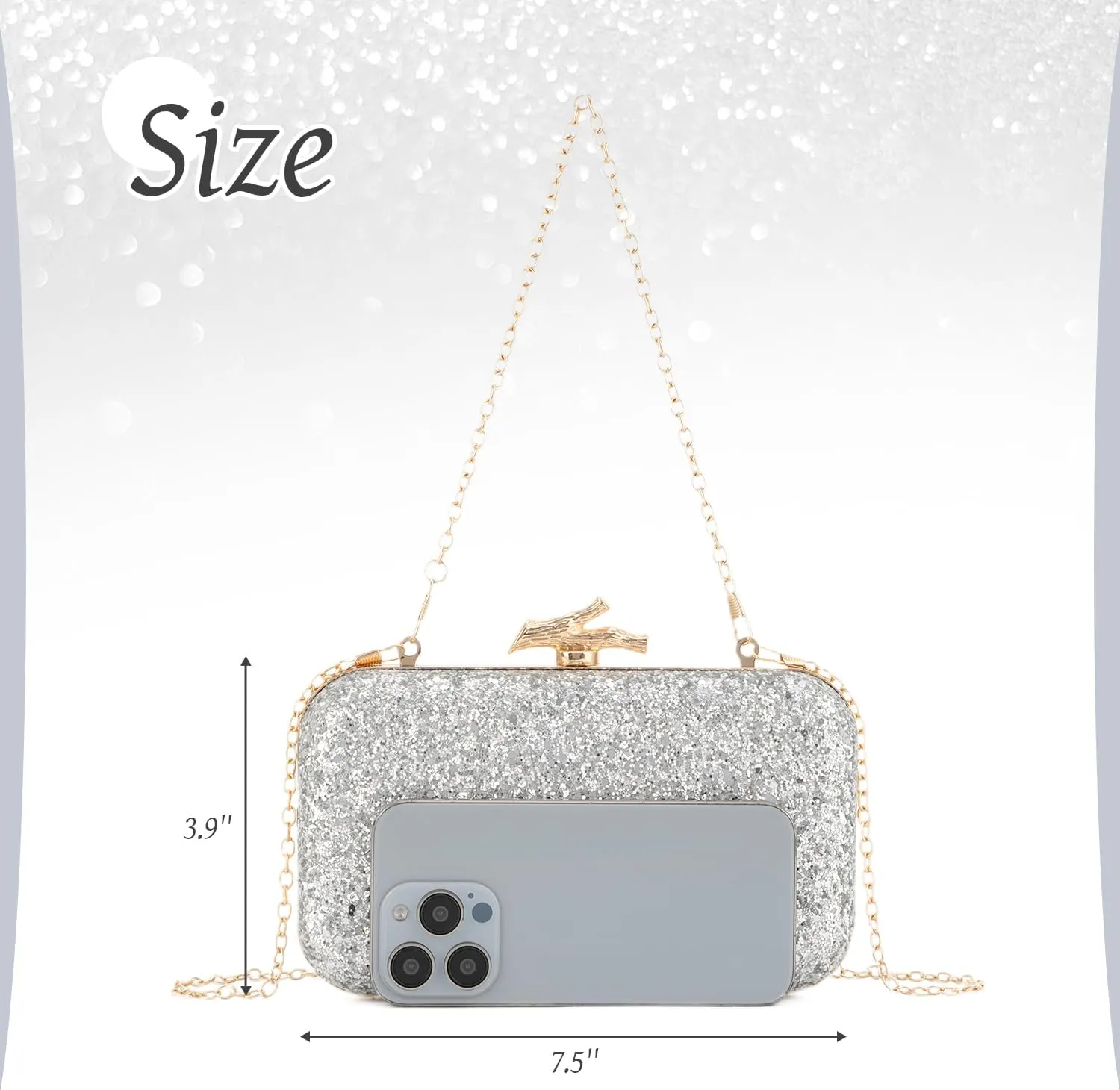 Sequins Clutch Purses for Women Sparkling Evening Bag with Chain for Party and Wedding