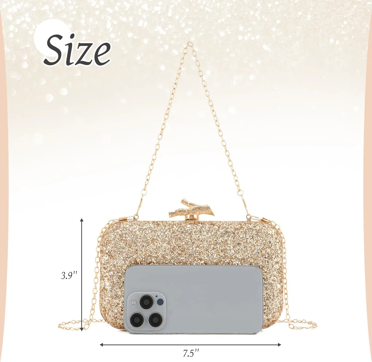 Sequins Clutch Purses for Women Sparkling Evening Bag with Chain for Party and Wedding