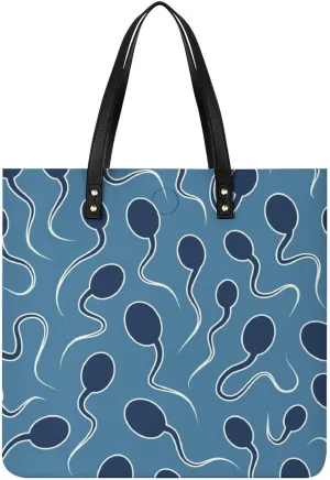 Sex and Reproduction Blue Sperms Novelty Tote Bags for Women Funny Handbags Top Handle Purses Crossbody Shoulder Bag Fashion