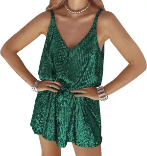 Sexy Elegant Women Sequin Gallus, V Neck Sparkle Shift Dress