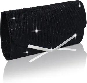 Shiny Sequin Envelope Clutch - Glitter Evening Bag with Chain for Wedding, Formal, Cocktail Party