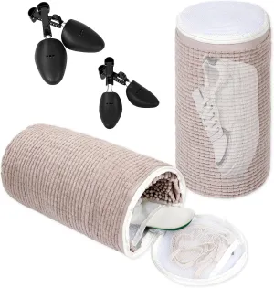 Shoe Washing Machine Bag, 2Pcs Shoe Laundry Bag for Washer and Dryer, Reusable Shoe Cleaning Bag Keep 360° Wrap-around Cleaning with Adjustable Shoe Trees for Most Shoe Types