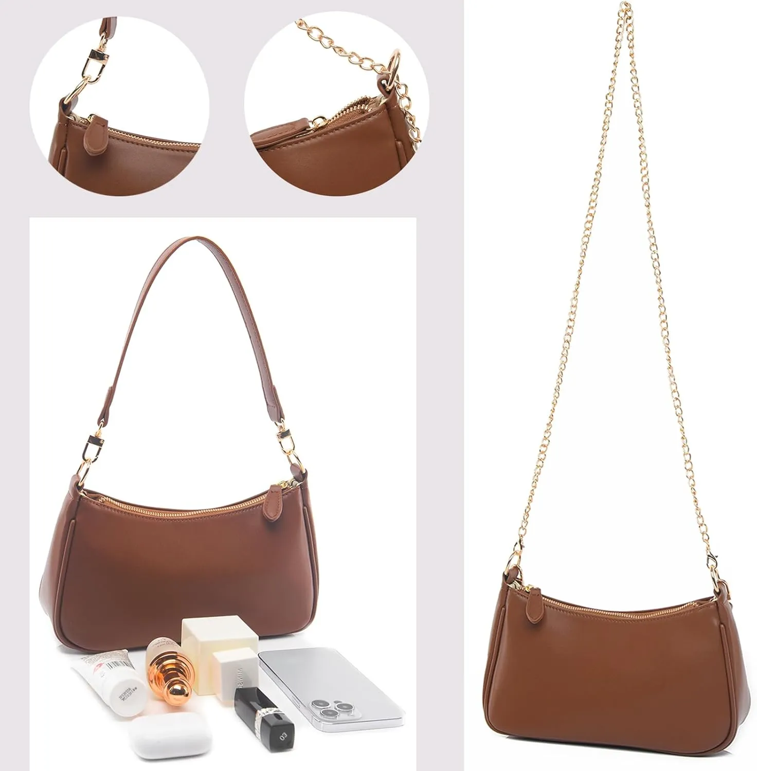 Shoulder Bag for women Crossbody Bags Retro Classic Small Hobo Purse Clutch Tote Handbags with Zipper Closure