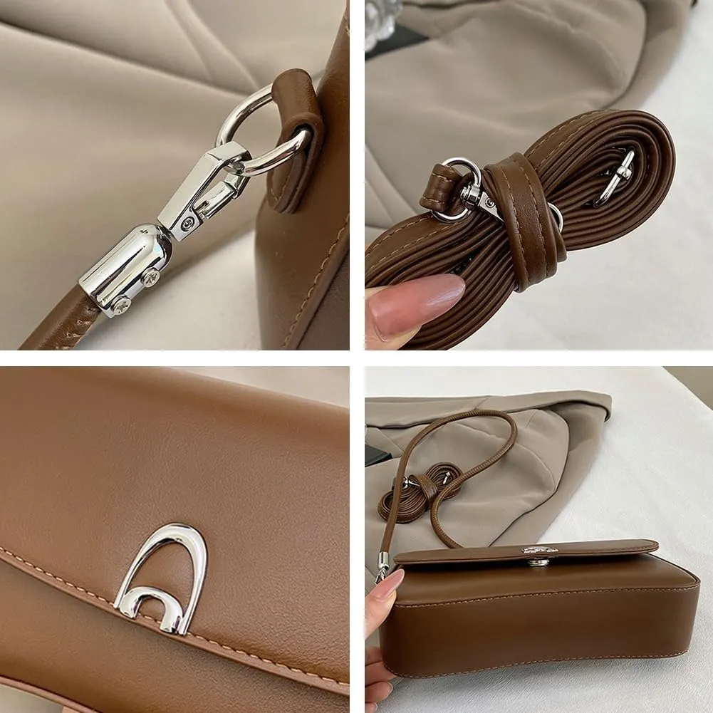Shoulder Bag for Women Crossbody Purses with 2 Removable Straps Trendy Leather Bag Clutch Tote Handbags Saddle Bag