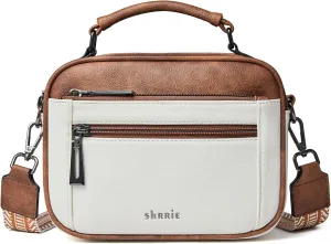 Shrrie Quilted Crossbody Bags for Women - Vegan Leather Crossbody Purses Triple Pocket Small Purses for Women Wide Strap
