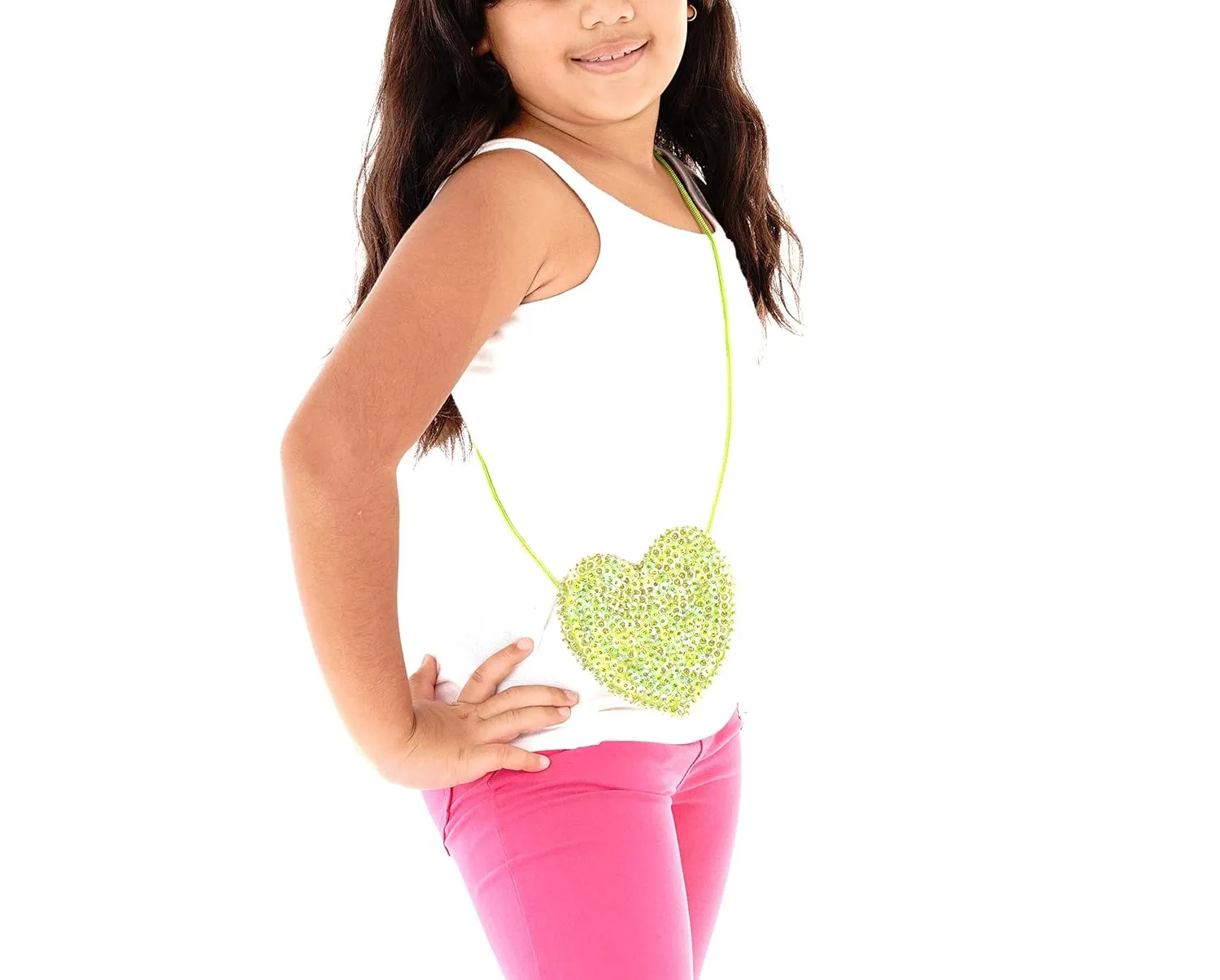 SHU-SHI Girls Toddler Sequin Purse Heart Shaped Small Bag Crossbody Long Strap