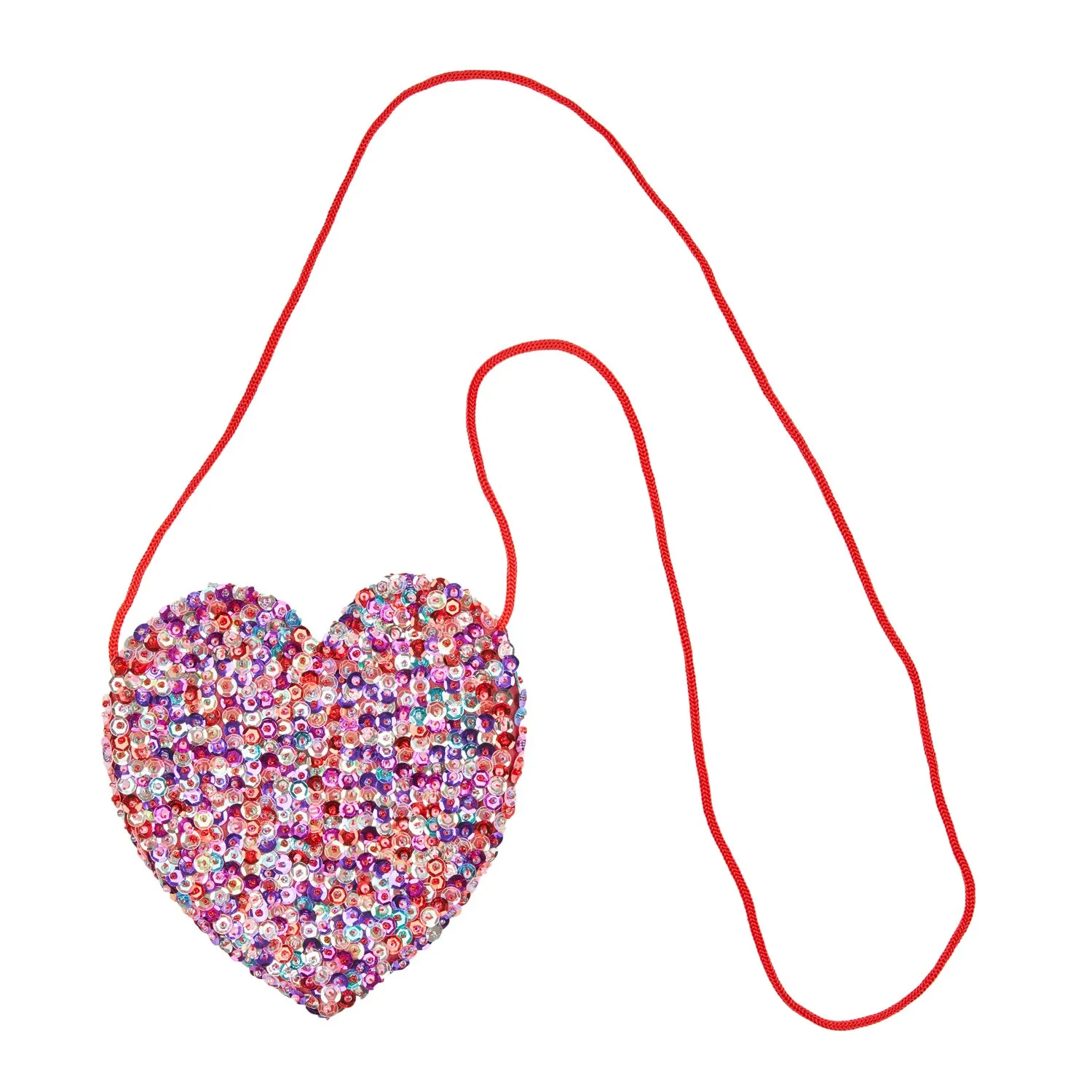 SHU-SHI Girls Toddler Sequin Purse Heart Shaped Small Bag Crossbody Long Strap