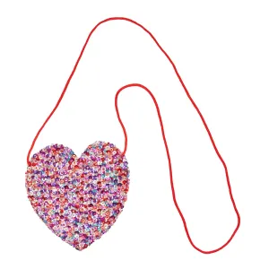 SHU-SHI Girls Toddler Sequin Purse Heart Shaped Small Bag Crossbody Long Strap