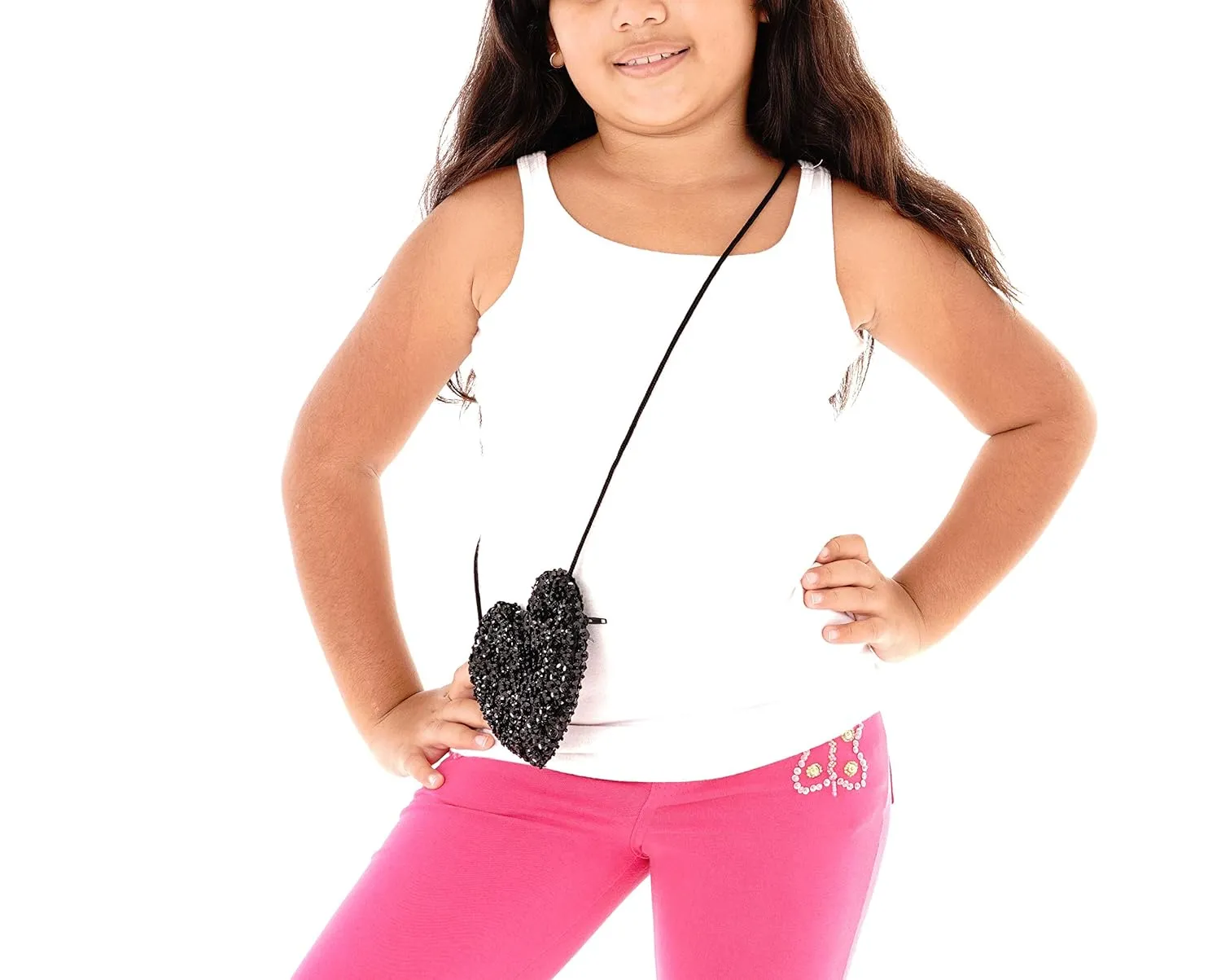 SHU-SHI Girls Toddler Sequin Purse Heart Shaped Small Bag Crossbody Long Strap