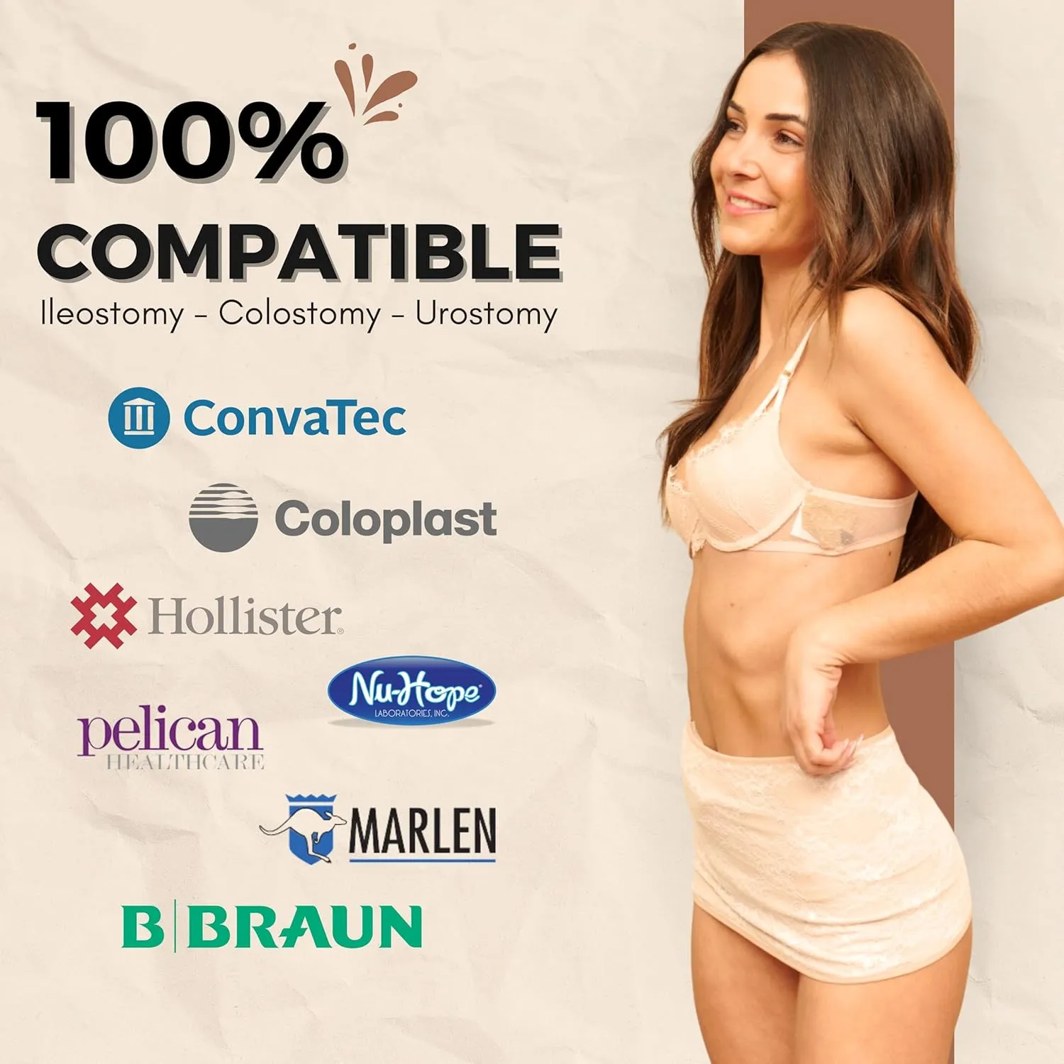 SIIL Ostomy Wrap for women cream - Ostomy Belt - Ostomy Bag for Illeostomy, Colostomy Bag Covers & Holder with Pocket Stylish, Comfortable -Made in Europe