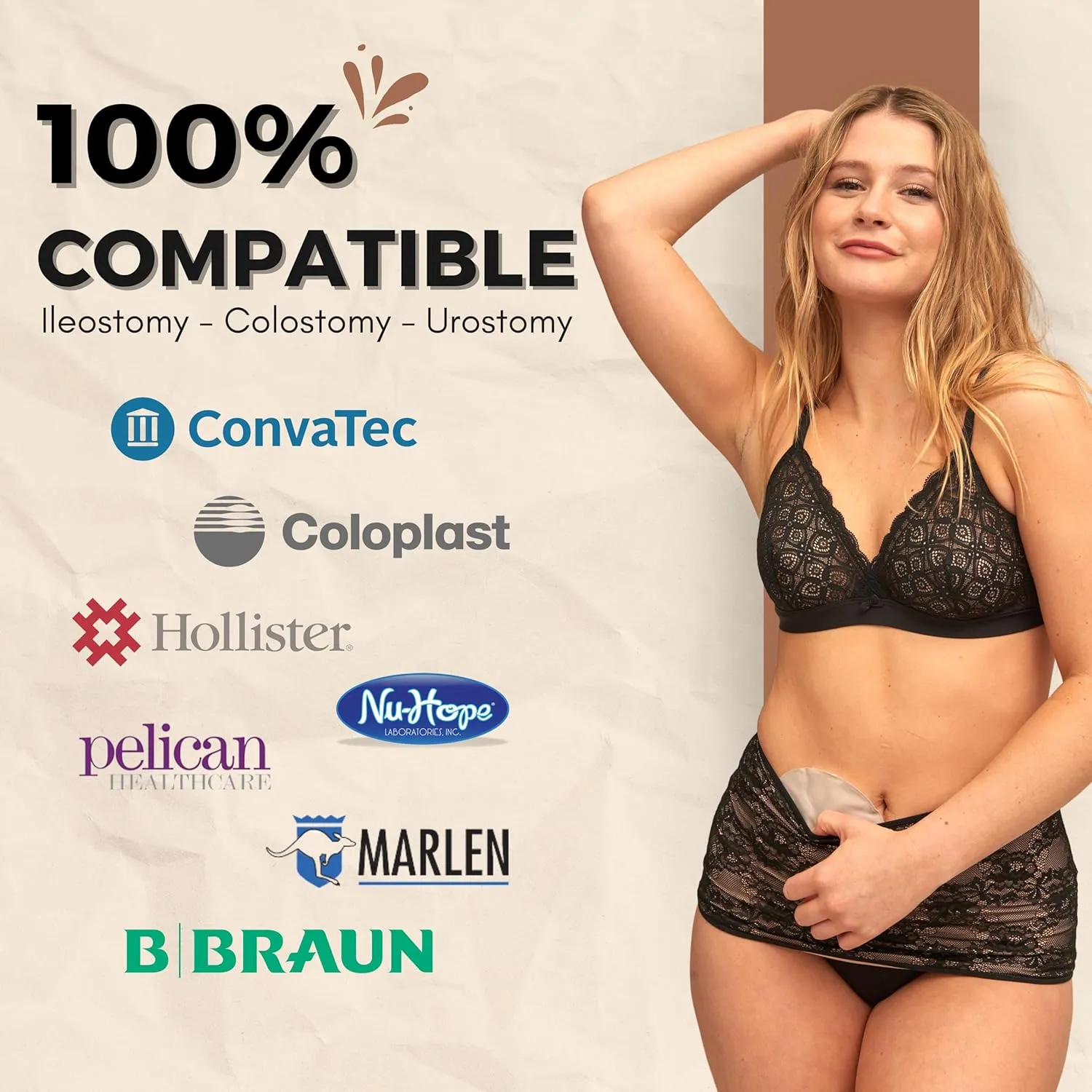 SIIL Ostomy Wrap for Women - Ostomy Belt Black Ostomy Bag for Illeostomy, Colostomy Bag Covers & Holder with Pocket Stylish, Comfortable -Made in Europe