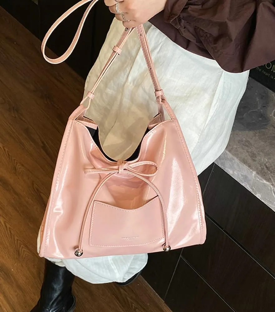 Simple Solid Bow Tie shoulder Bag for Women Large Capacity Commuter Underarm Bag Outdoor Travel Sling Bags 2025