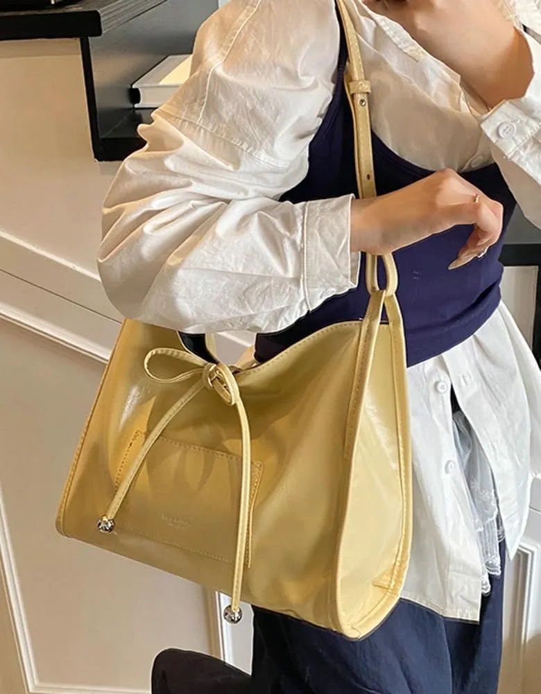 Simple Solid Bow Tie shoulder Bag for Women Large Capacity Commuter Underarm Bag Outdoor Travel Sling Bags 2025