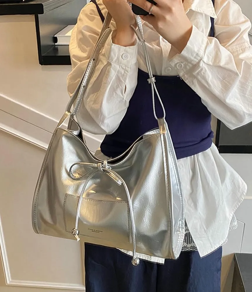 Simple Solid Bow Tie shoulder Bag for Women Large Capacity Commuter Underarm Bag Outdoor Travel Sling Bags 2025