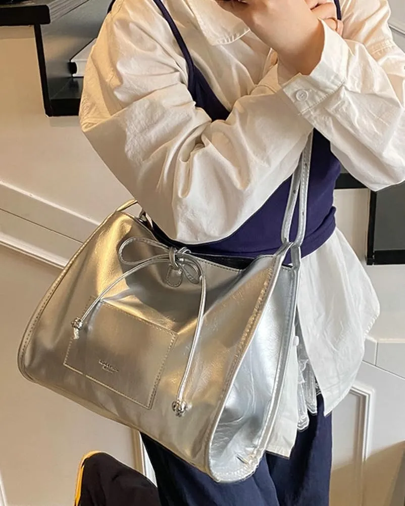 Simple Solid Bow Tie shoulder Bag for Women Large Capacity Commuter Underarm Bag Outdoor Travel Sling Bags 2025