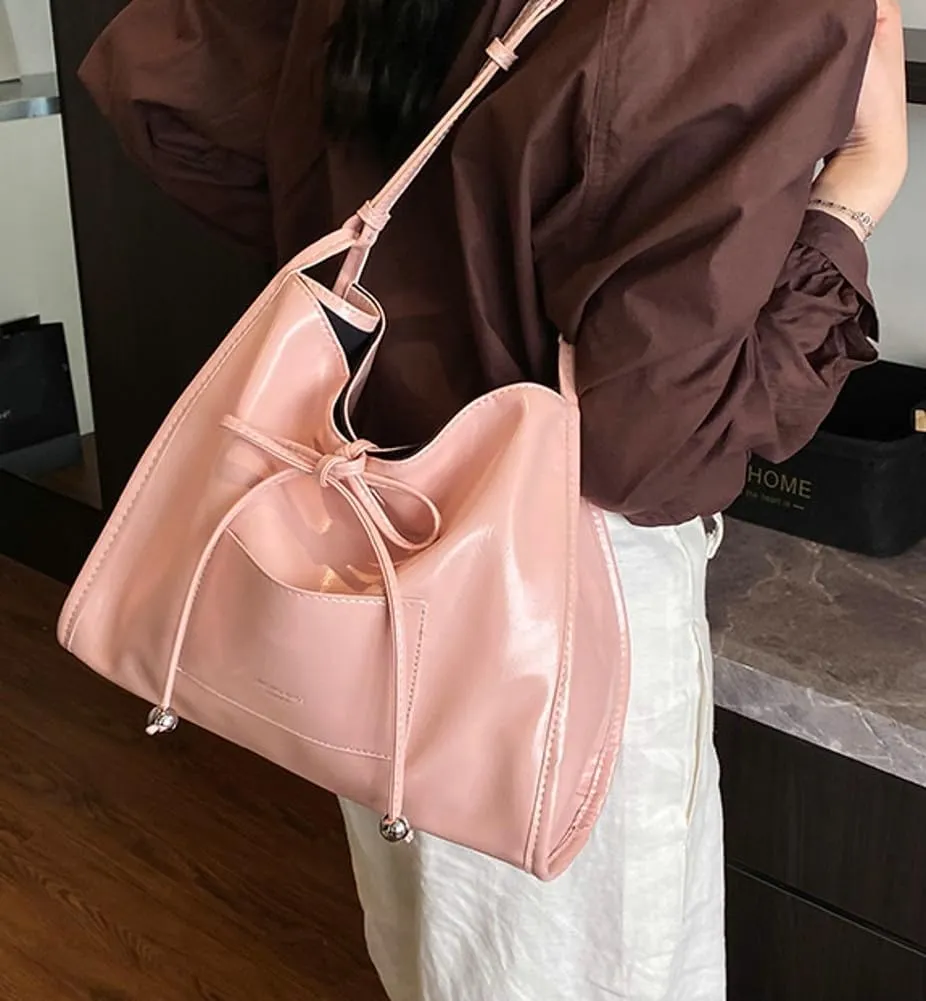Simple Solid Bow Tie shoulder Bag for Women Large Capacity Commuter Underarm Bag Outdoor Travel Sling Bags 2025