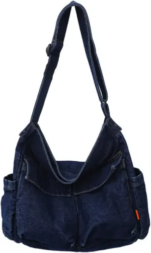 Single color Denim Canvas Handbag Cross Body Shoulder Purse Bag Tote-Handbag for Women