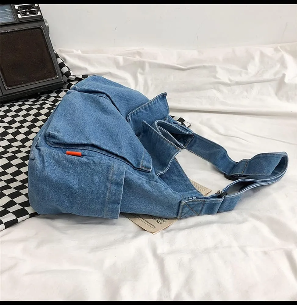 Single color Denim Canvas Handbag Cross Body Shoulder Purse Bag Tote-Handbag for Women
