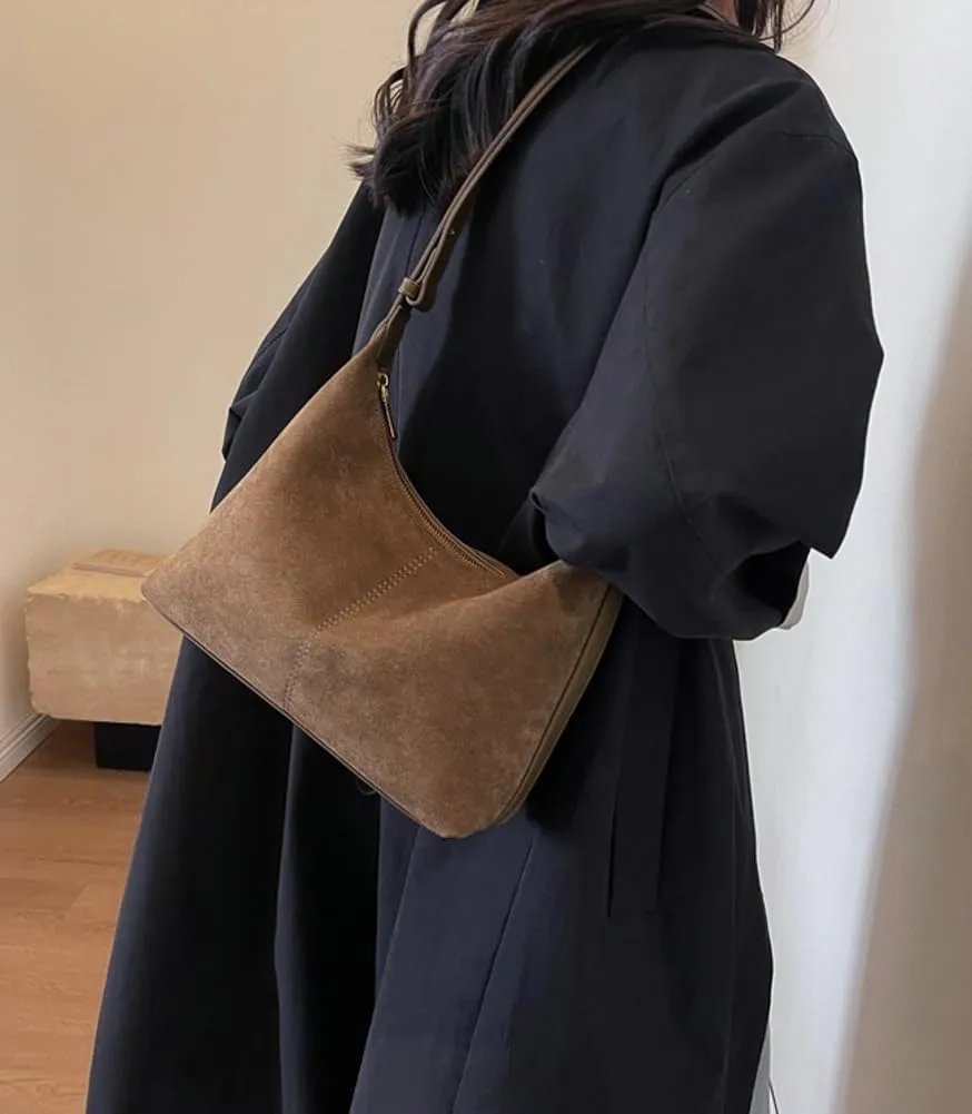 Slouchy Suede Crescent Hobo Bags Women Trendy Crossbody Purse Satchels Shoulder Tote Bag Dumpling Top-handle Tote Handbag