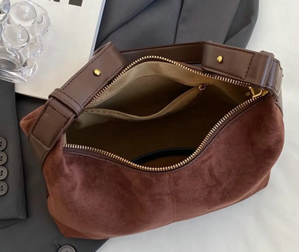 Slouchy Suede Crescent Hobo Bags Women Trendy Crossbody Purse Satchels Shoulder Tote Bag Dumpling Top-handle Tote Handbag