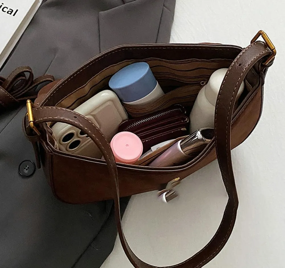 Slouchy Suede Saddle Bag Women Underarm Crescent Shoulder Hobo Bags Satchels Crossbody Purse Trendy Top-Handle Tote Handbag