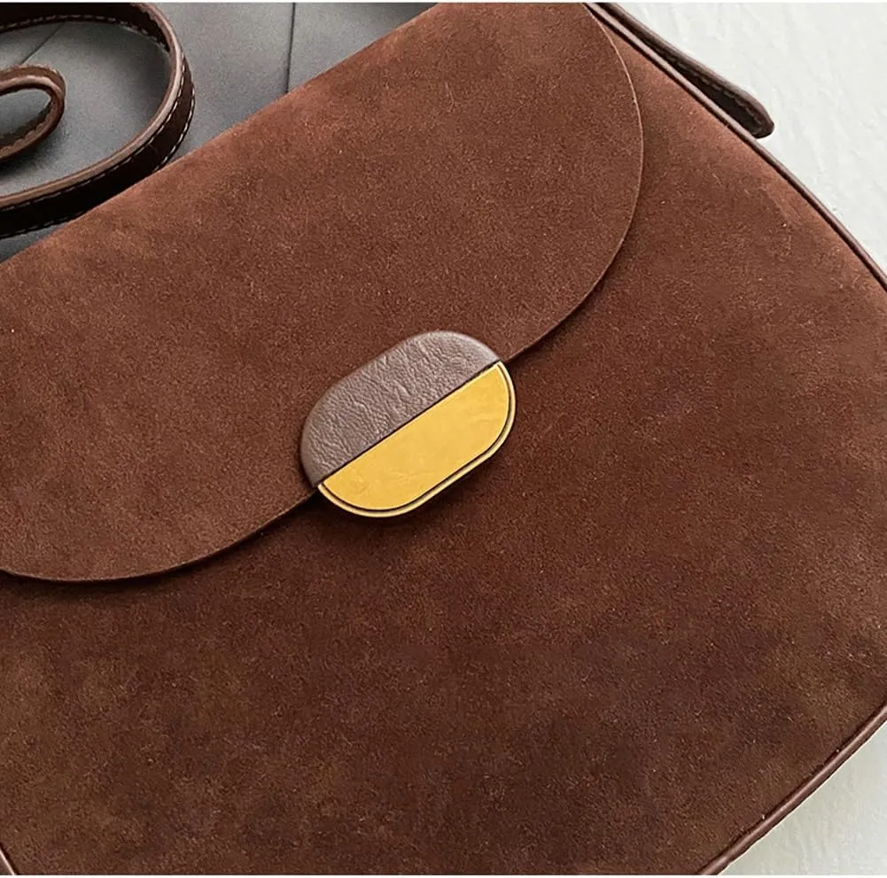 Slouchy Suede Saddle Bag Women Underarm Crescent Shoulder Hobo Bags Satchels Crossbody Purse Trendy Top-Handle Tote Handbag