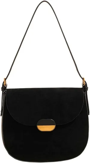 Slouchy Suede Saddle Bag Women Underarm Crescent Shoulder Hobo Bags Satchels Crossbody Purse Trendy Top-Handle Tote Handbag
