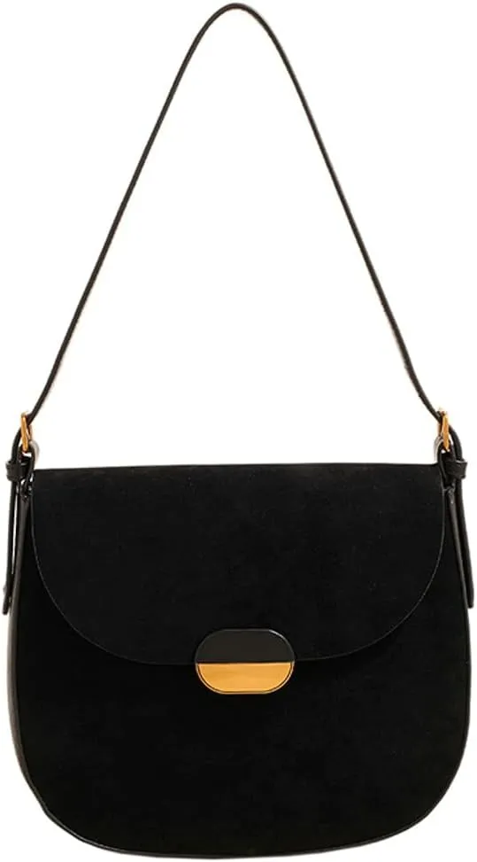 Slouchy Suede Saddle Bag Women Underarm Crescent Shoulder Hobo Bags Satchels Crossbody Purse Trendy Top-Handle Tote Handbag