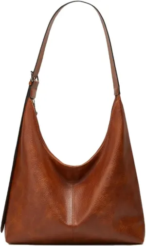 Slouchy Tote Bags for Women Retro Vegan Leather Shoulder Crossbody Bag Faux Leather Handbag Purse Satchel Soft Leather Bag