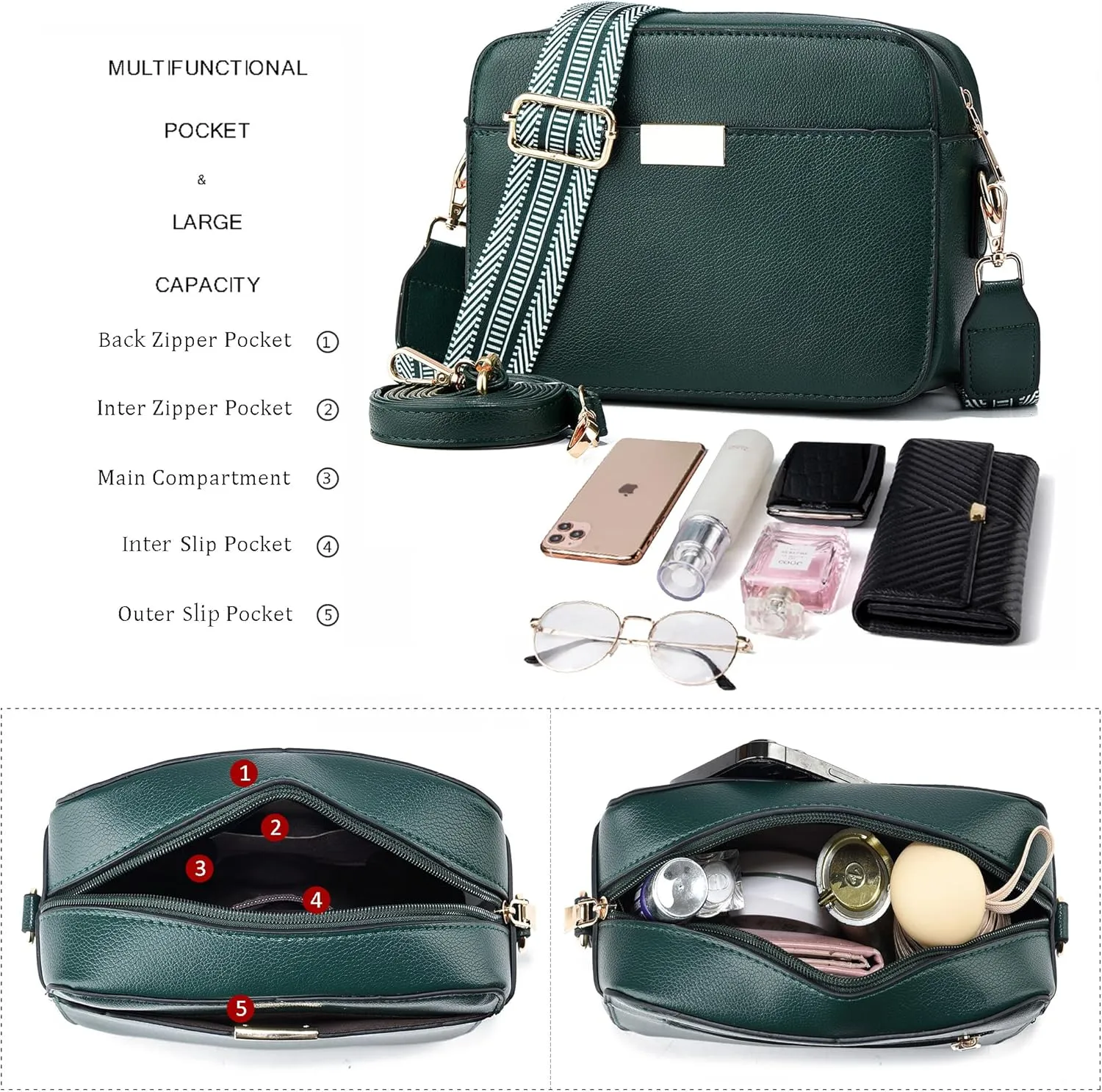 Small Crossbody Bags for Women Vegan Leather Purses Women's Shoulder Handbags Wallet Satchel Cross Body Purse