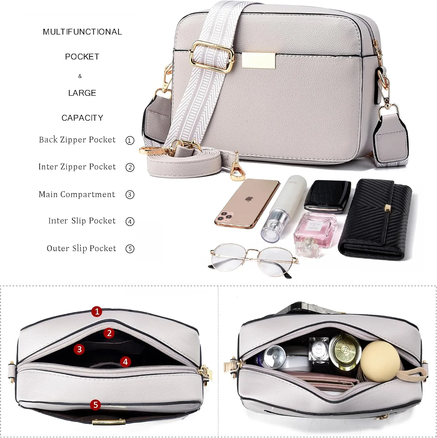 Small Crossbody Bags for Women Vegan Leather Purses Women's Shoulder Handbags Wallet Satchel Cross Body Purse